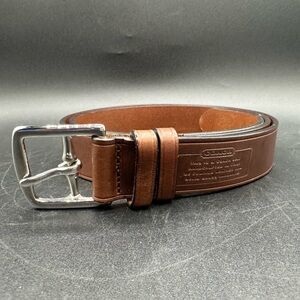 Coach 3707 Brown Leather Belt 42” Cowhide Made in Italy Brass Buckle
